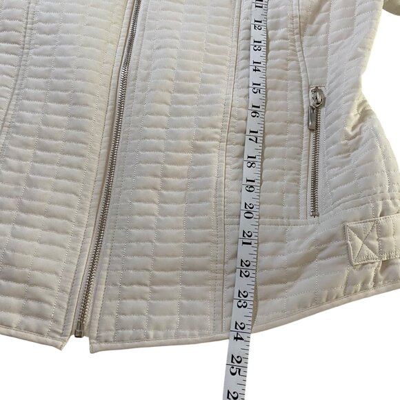 Chico's Ivory White Puffer Quilted Moto Jacket Women's M-12 Neutral Modern - Picture 9 of 11